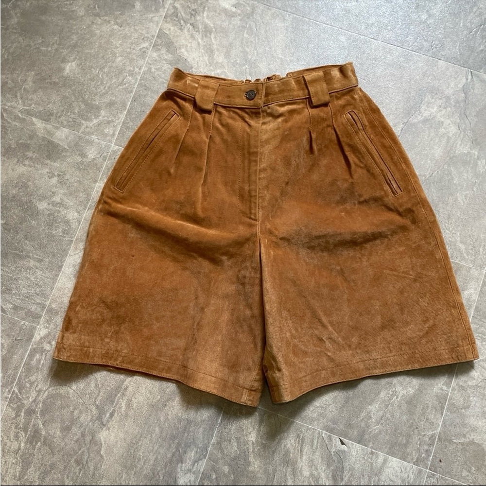 High-Waist Brown Suede Women’s Shorts